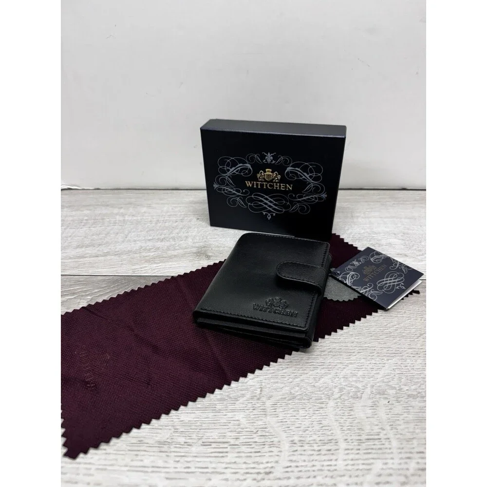 Vintage Wittchen Trifold Italian Black Leather Wallet NIB